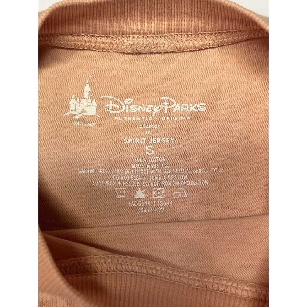 Disney World Spirit Jersey Peach Coral Gold Glitter Puff Print Womens Size Small - Picture 14 of 14